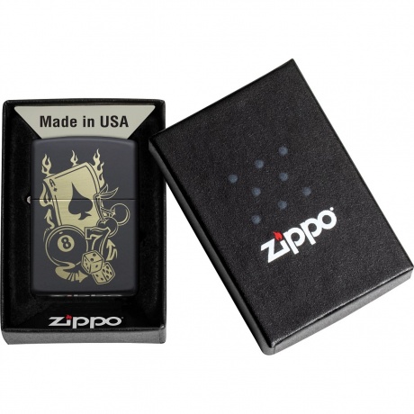 Зажигалка Zippo Gambling Design, покрытие Black Matte чёрная матовая - фото 6