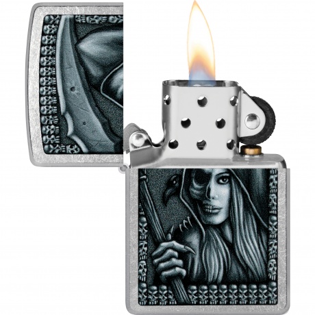 Зажигалка Zippo Grim Beauty серебристая матовая - фото 3