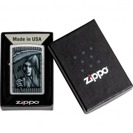 Зажигалка Zippo Grim Beauty серебристая матовая - фото 4