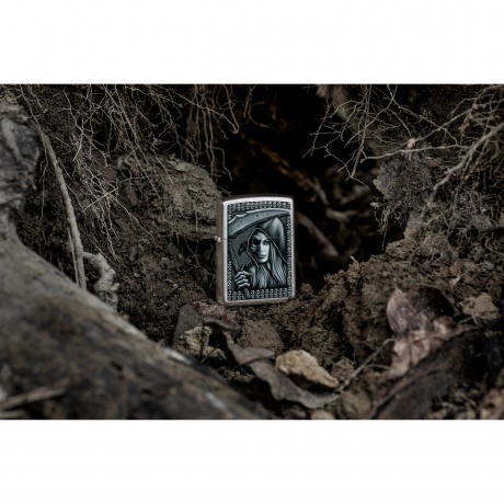 Зажигалка Zippo Grim Beauty серебристая матовая - фото 6