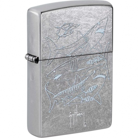 Зажигалка Zippo Guy Harvey с покрытием Street Chrome серебристая - фото 1