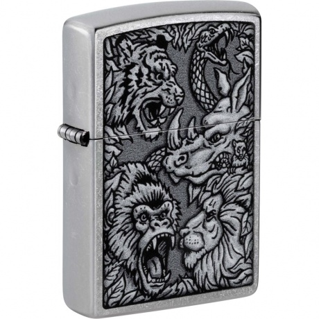 Зажигалка Zippo Jungle Design с покрытием Street Chrome серебристая - фото 1