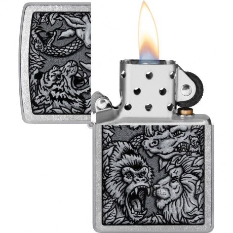 Зажигалка Zippo Jungle Design с покрытием Street Chrome серебристая - фото 3