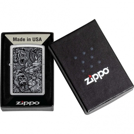 Зажигалка Zippo Jungle Design с покрытием Street Chrome серебристая - фото 6