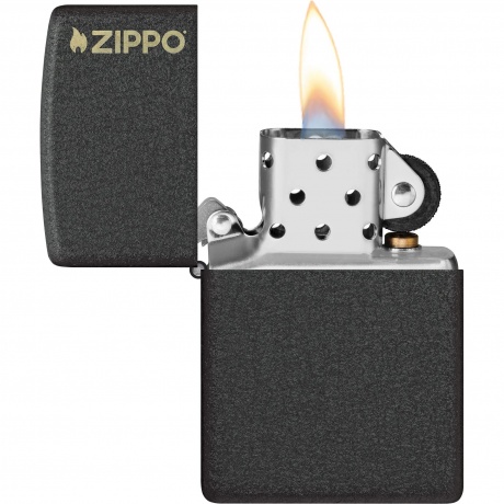 Зажигалка Zippo Logo с покрытием Black Crackle чёрная матовая - фото 3