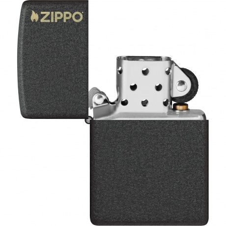 Зажигалка Zippo Logo с покрытием Black Crackle чёрная матовая - фото 4