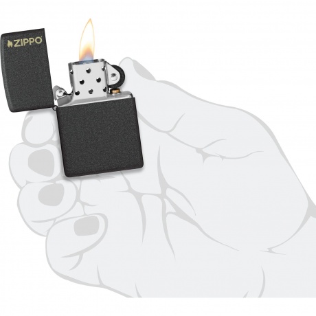 Зажигалка Zippo Logo с покрытием Black Crackle чёрная матовая - фото 5