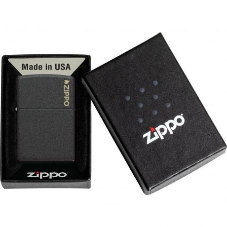 Зажигалка Zippo Logo с покрытием Black Crackle чёрная матовая - фото 6