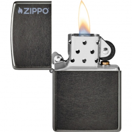 Зажигалка Zippo Logo с покрытием Gray Dusk серая матовая - фото 3