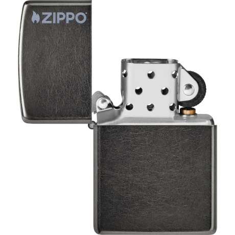 Зажигалка Zippo Logo с покрытием Gray Dusk серая матовая - фото 4