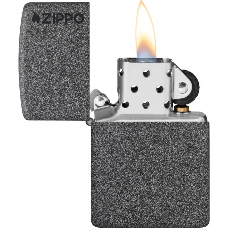 Зажигалка Zippo Logo с покрытием Iron Stone серая матовая - фото 3