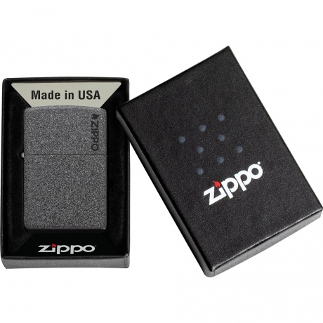 Зажигалка Zippo Logo с покрытием Iron Stone серая матовая - фото 6