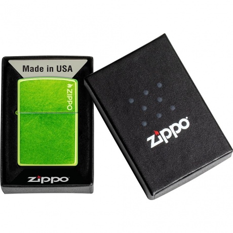 Зажигалка Zippo Logo с покрытием Lurid зеленая глянцевая - фото 9