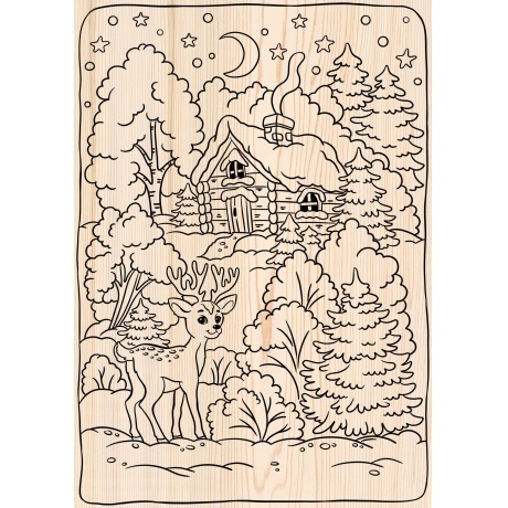 Выжигание.Доска для выжигания и росписи"Зимний лес" - фото 5