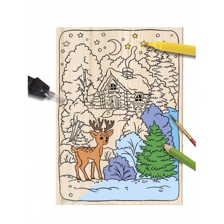 Выжигание.Доска для выжигания и росписи"Зимний лес" - фото 9