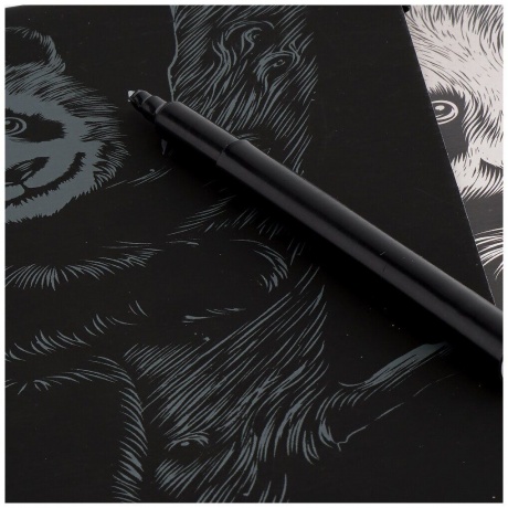 Гравюра классика "Озорная панда" большая с эффектом серебра - фото 6