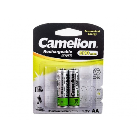 Аккумулятор Camelion AA- 800mAh Ni-Cd BL-2 (NC-AA800BP2, 1.2В)  (2 шт. в уп-ке) - фото 2