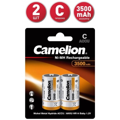 Аккумулятор Camelion C- 3500mAh Ni-Mh BL-2 (NH-C3500BP2, 1.2В)  (2 шт. в уп-ке) - фото 1