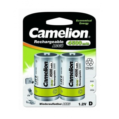 Аккумулятор Camelion D- 4500mAh Ni-Cd BL-2 (NC-D4500BP2, 1.2В)  (2 шт. в уп-ке) - фото 1