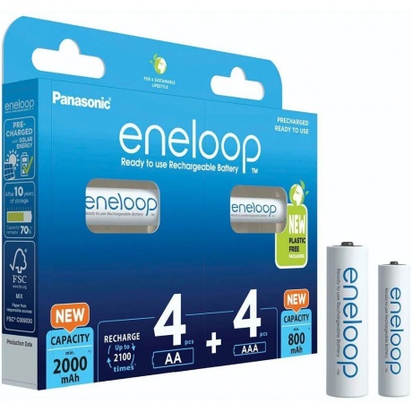 Аккумуляторы Eneloop BK-KJMCDE44E AA 2000+AAA 800 (4+4)шт - фото 4