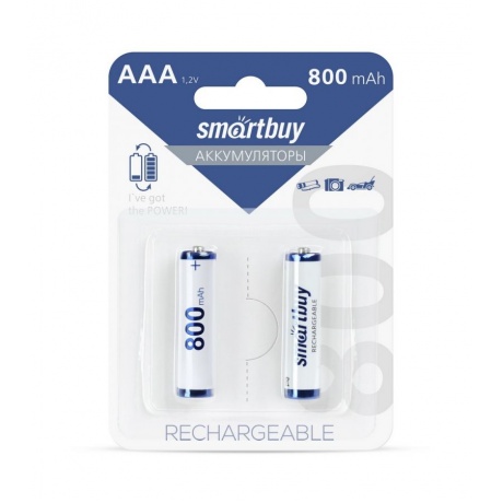 Аккмулятор AAA - SmartBuy R03 NiMh 800 mAh SBBR-3A02BL800 (2 штуки) - фото 1