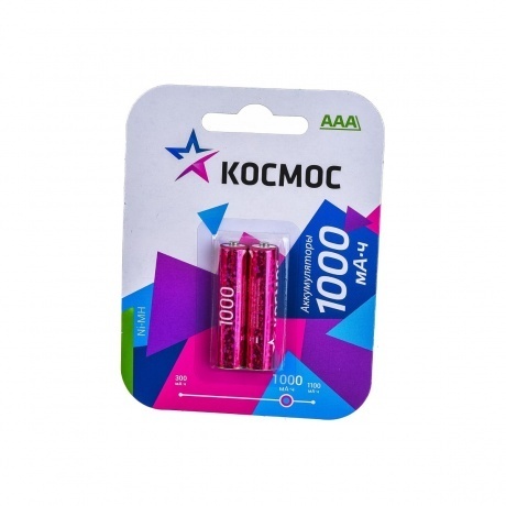Аккумулятор Космос R03 NI-MH 1000 mAh 2BL - фото 2