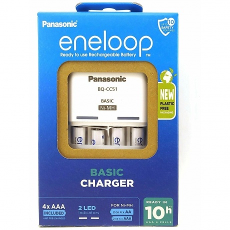 Зарядное устройство Panasonic Basic Charger с аккумуляторами Eneloop 4AAA 800 K-KJ51MCD04E - фото 2