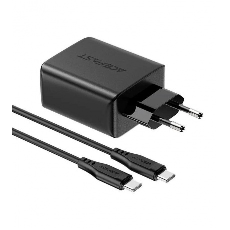 Зарядное устройство трехпортовое ACEFAST A13 PD65W USB-C+USB-C+USB-A 3-port charger set (EU). Цвет: черный - фото 2