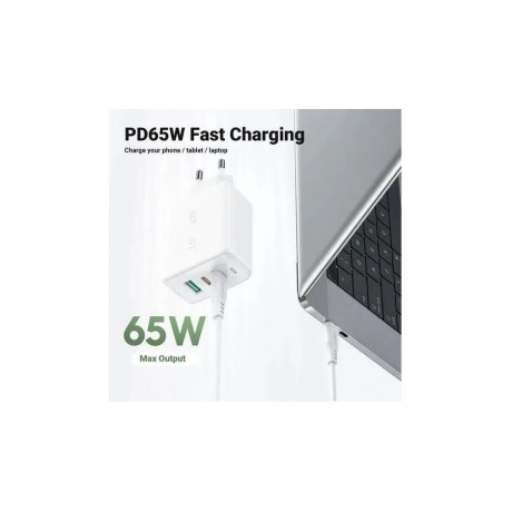 Зарядное устройство трехпортовое ACEFAST A13 PD65W USB-C+USB-C+USB-A 3-port charger set EU. Цвет: белый - фото 3