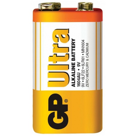 Батарейка GP Ultra Alkaline 1604AU 6LR61 9V (1шт.) - фото 2