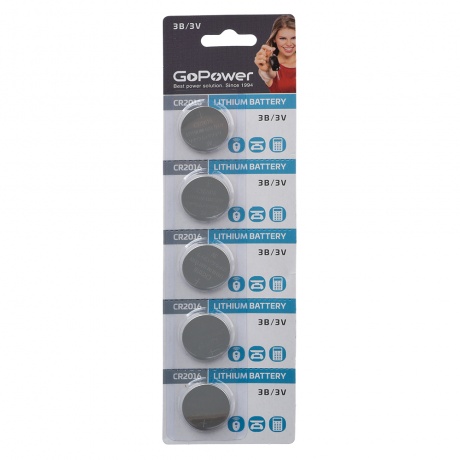 Батарейка GoPower CR2016 BL5 Lithium 3V (5/100/2000) блистер (5 ...