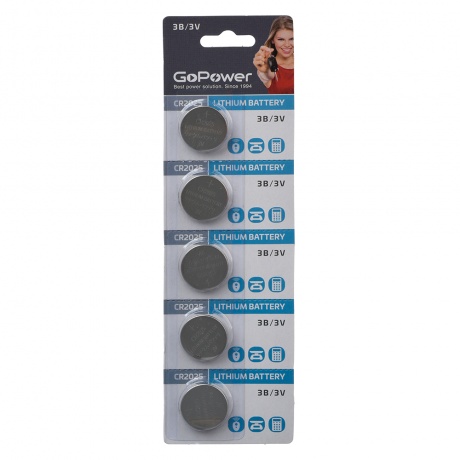 Батарейка GoPower CR2025 BL5 Lithium 3V (5/100/2000) блистер (5 ...