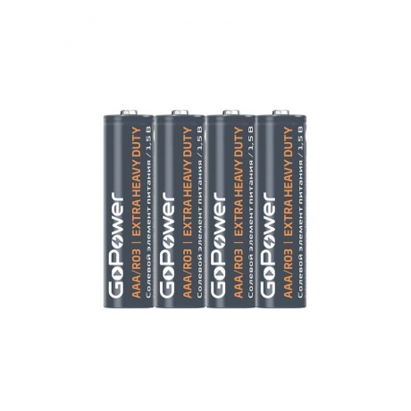 Батарейка GoPower R03 AAA Shrink 4 Heavy Duty 1.5V (4/60/1200) - фото 2