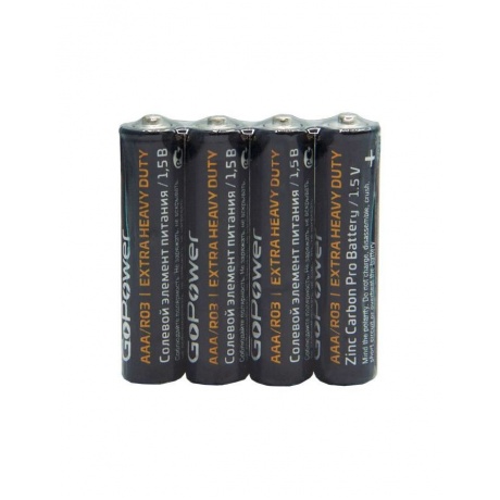 Батарейка GoPower R03 AAA Shrink 4 Heavy Duty 1.5V (4/60/1200) - фото 3