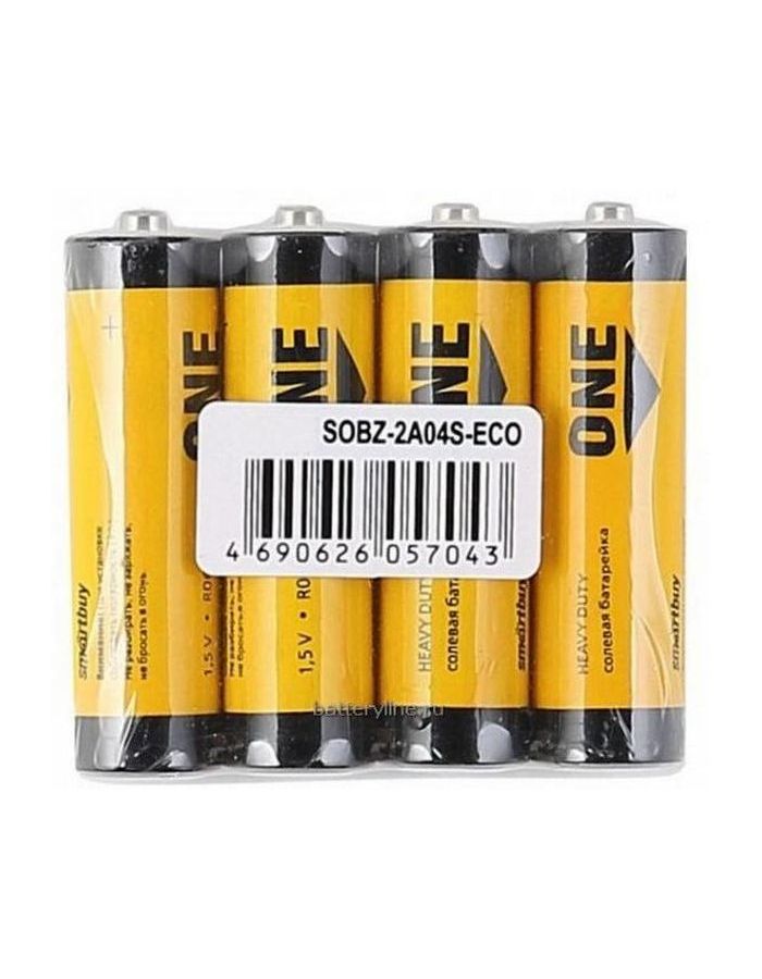 

Батарейка солевая SmartBuy ONE R6 (AA) 1.5В (4 в п/э) (SOBZ-2A04S-Eco) (1шт)