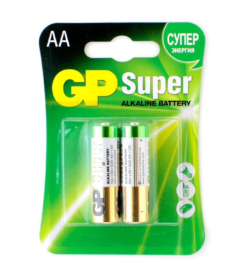 

Батарейка щелочная GP LR6 (AA) Super Alkaline 1.5В бл/2, (1шт)