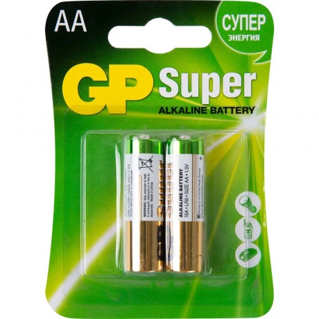 Батарейки алкалиновые GP Super 15А АA - 2 шт (4891199000027) - фото 1