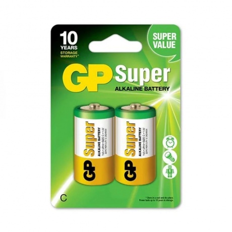 Батарейки алкалиновые GP Super 14А типоразмера C - 2 шт (4891199000010) - фото 1