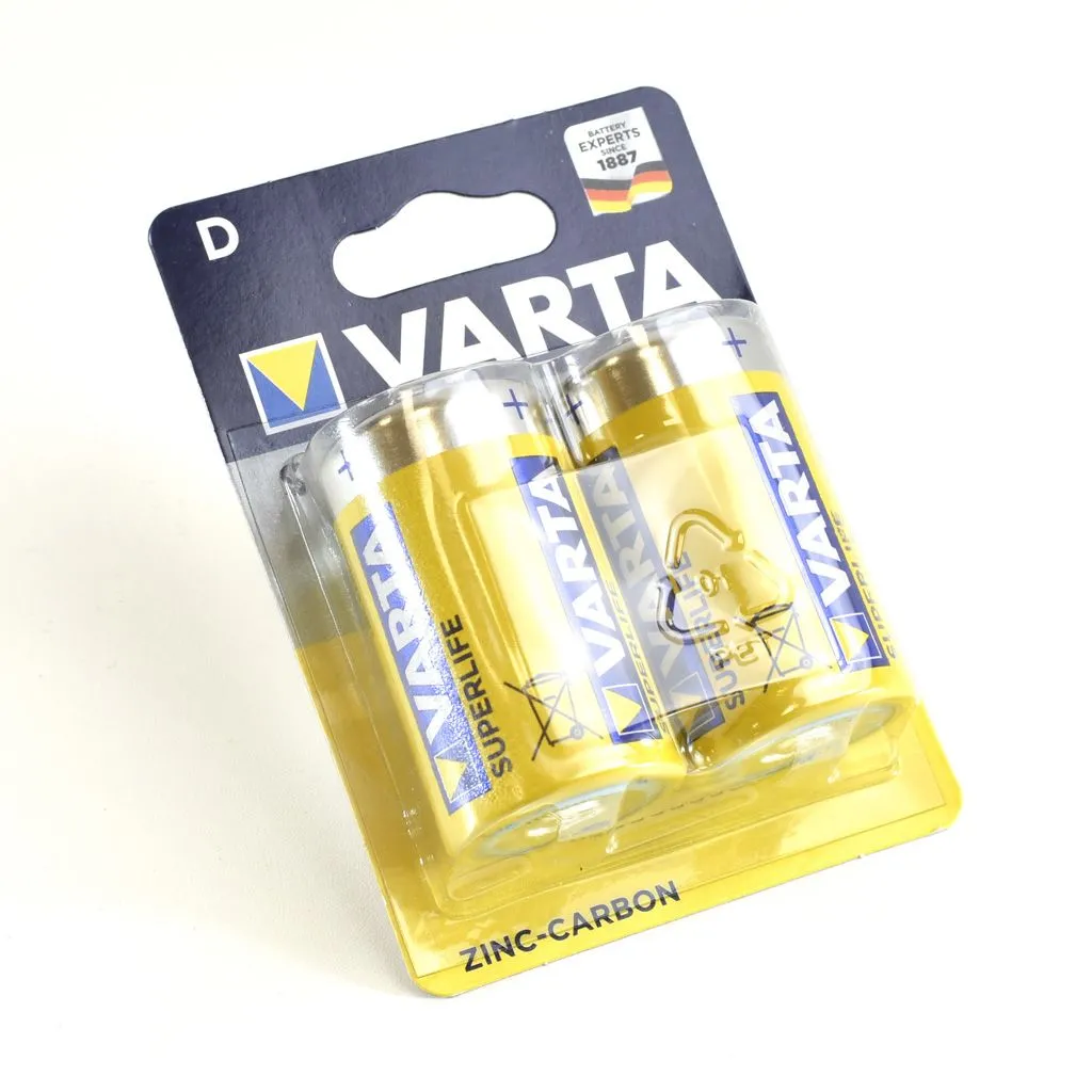 Батарейка Varta SUPERLIFE R20 D BL2 Heavy Duty 1.5V (2 шт.) (02020101412) - фото 2