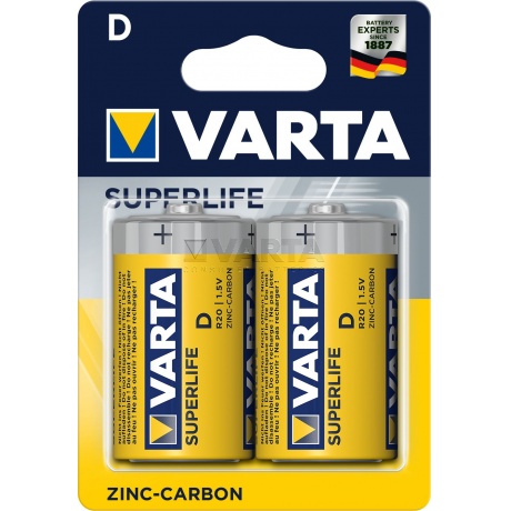 Батарейка Varta SUPERLIFE R20 D BL2 Heavy Duty 1.5V (2 шт.) (02020101412) - фото 3