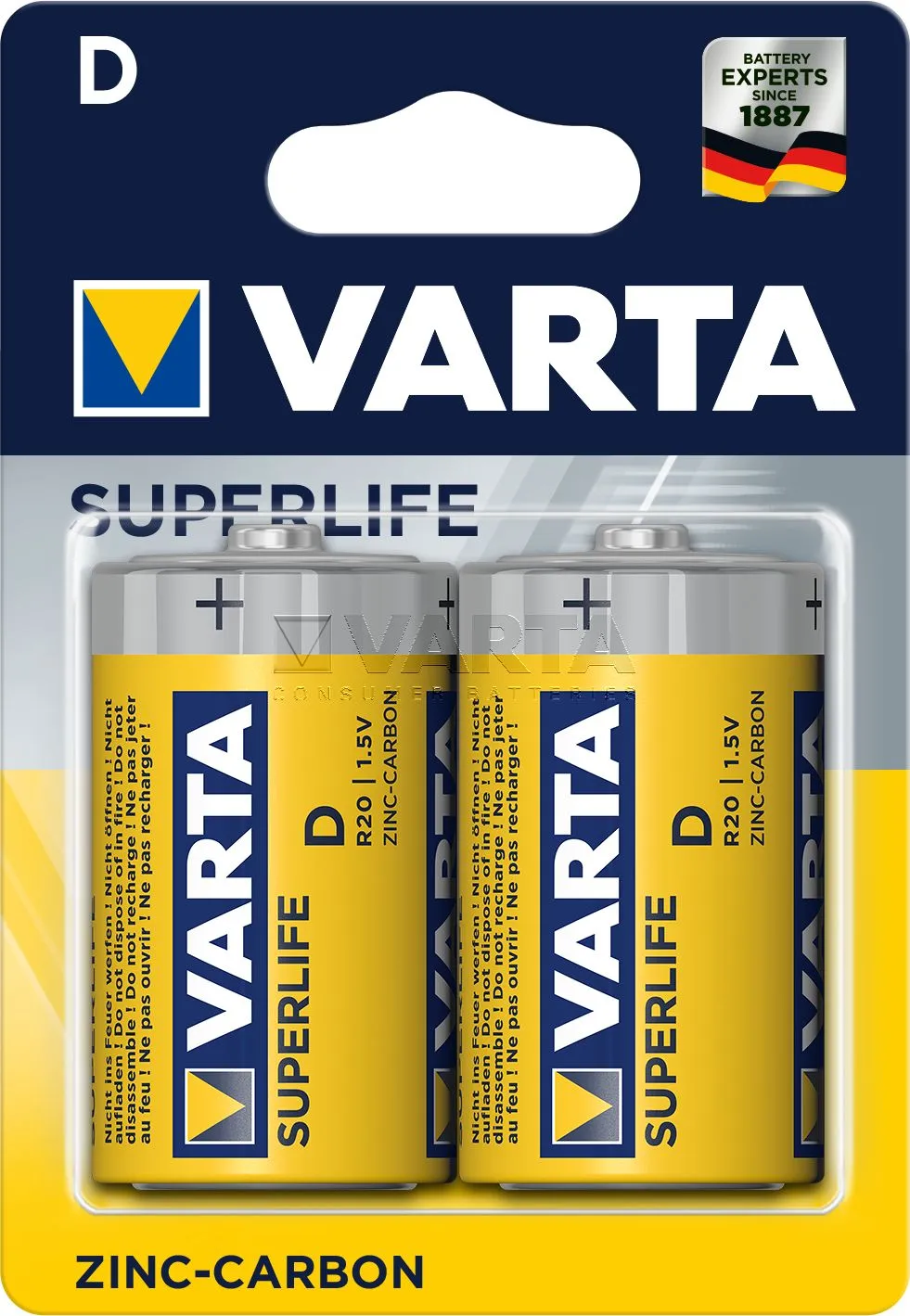 Батарейка Varta SUPERLIFE R20 D BL2 Heavy Duty 1.5V (2 шт.) (02020101412) - фото 3