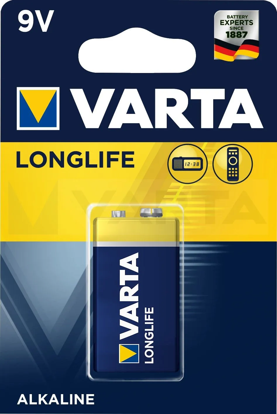 Батарейка Varta LONGLIFE Крона 6LR61 BL1 9V (1 шт.) (04122101411)
