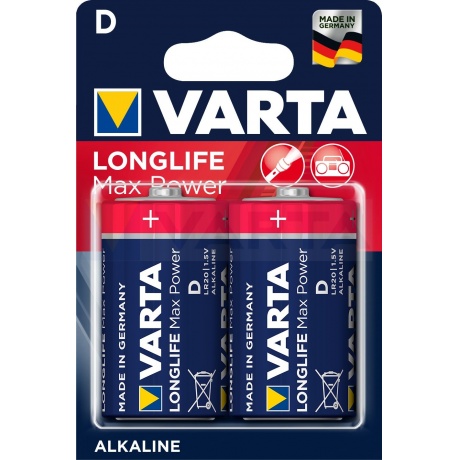 Батарейка Varta LONGLIFE MAX POWER LR20 D BL2 1.5V (4720101402) - фото 2