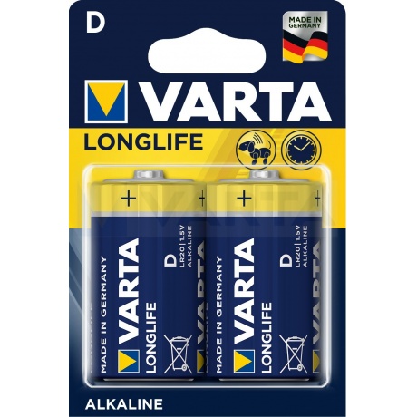 Батарейка Varta LONGLIFE LR20 D BL2 1.5V (2 шт.) (04120101412) - фото 4