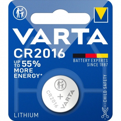 Батарейка Varta ELECTRONICS CR2016 BL1 3V (1 шт.) (06016101401) - фото 1