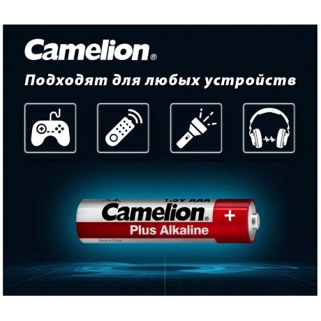 Батарейка Camelion  LR03  Plus Alkaline BL-4 (LR03-BP4, 1.5В)  (4шт. в уп-ке) - фото 3