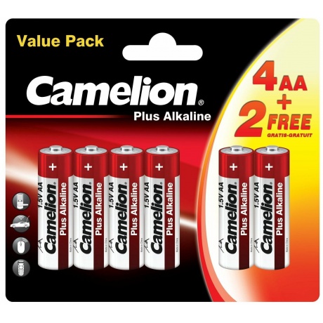 Батарейка Camelion  LR6  Plus Alkaline 4+2 (4+2LR6-BP, 1.5В) - фото 1