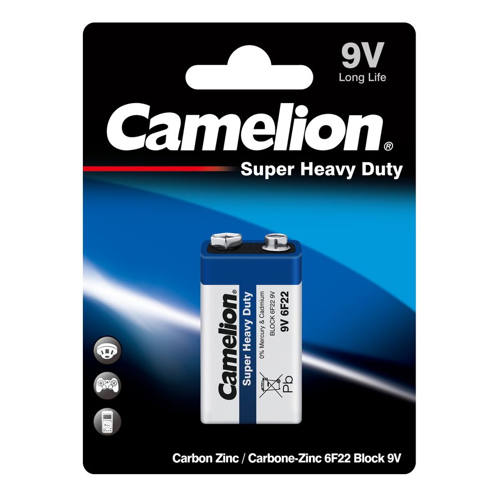 Батарейка Camelion 6F22 Blue BL-1 (6F22-BP1B, 9В) (1 шт. в уп-ке) – купить  в Санкт-Петербурге | интернет-магазин KotoFoto.ru