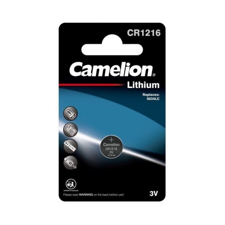 Батарейка Camelion CR1216 BL-1 (CR1216-BP1, литиевая,3V) - фото 1