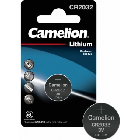 Батарейка Camelion CR2032 BL-1 (CR2032-BP1, литиевая,3V) (1 шт. в уп-ке) - фото 2